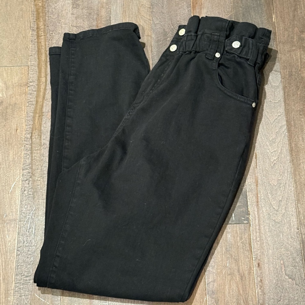 Almost Famous Black Paper Bag Jeans L 097